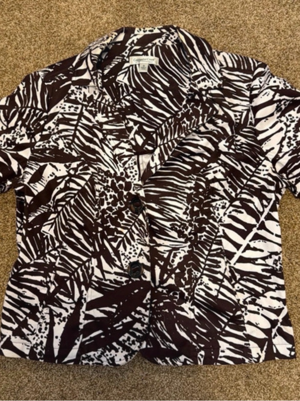 Coldwater Creek Brown & Cream Short Sleeve Blazer XL